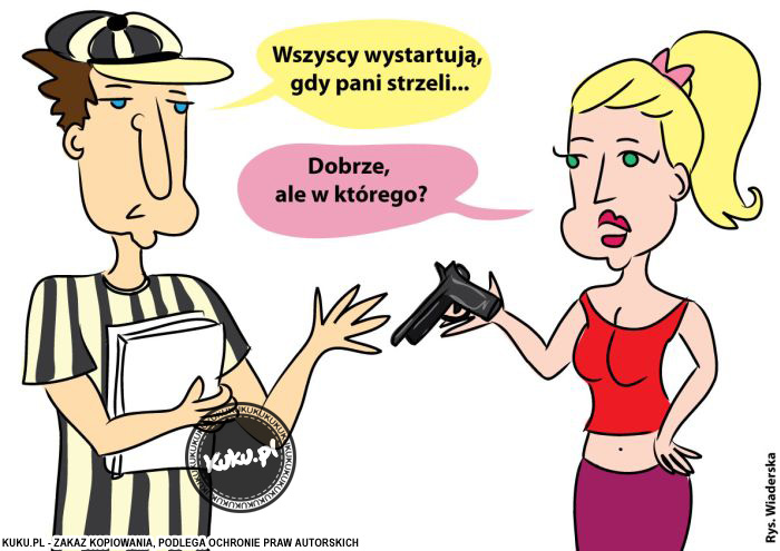 Komiks, dowcip, Żart o Blondynka strzela