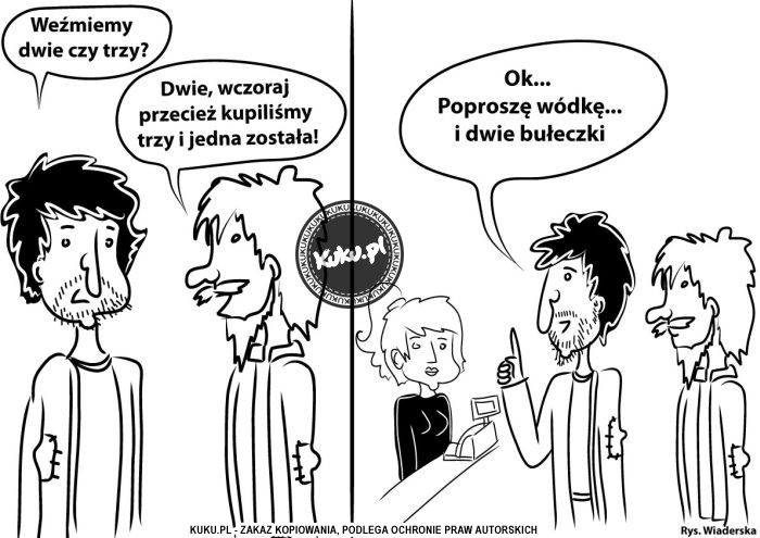 Komiks, dowcip, Żart o Co kupuje pijak w sklepie