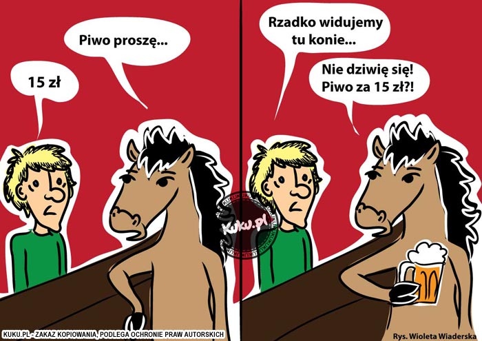 Komiks, dowcip, Żart o KoÅ„ w barze