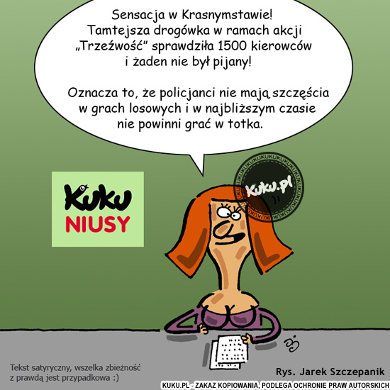 Komiks, dowcip, Żart o Kuku Niusy - akcja TrzeÅºwoÅ›Ä‡