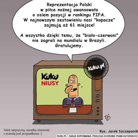 Komiks, dowcip, Żart o Kuku Niusy - awans w rankingu FIFA!