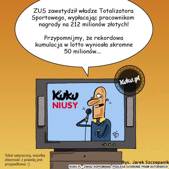 Komiks, dowcip, Żart o Kuku Niusy - nagrody ZUS