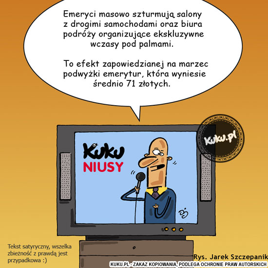 Komiks, dowcip, Żart o Kuku Niusy - podwyÅ¼ka emerytur