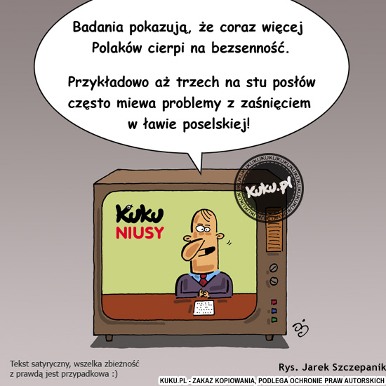 Komiks, dowcip, Żart o Kuku Niusy - problemy ze spaniem