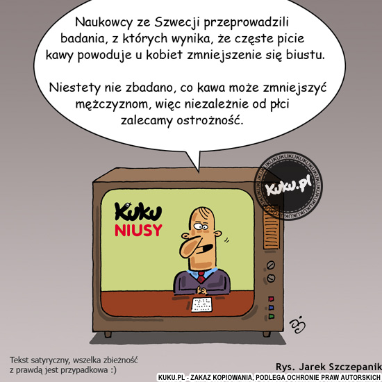 Komiks, dowcip, Żart o Kuku Niusy - uwaga, bo biust siÄ™ zmniejsza