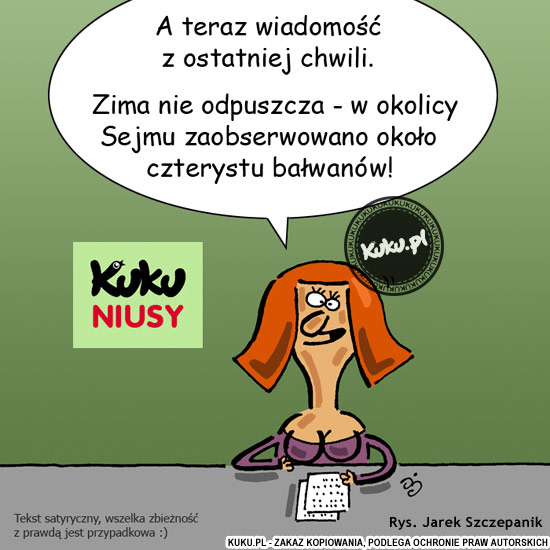 Komiks, dowcip, Żart o Kuku Niusy - wraca zima