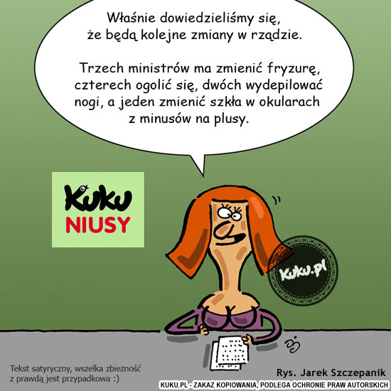 Komiks, dowcip, Żart o Kuku Niusy - zmiany w rzÄ…dzie