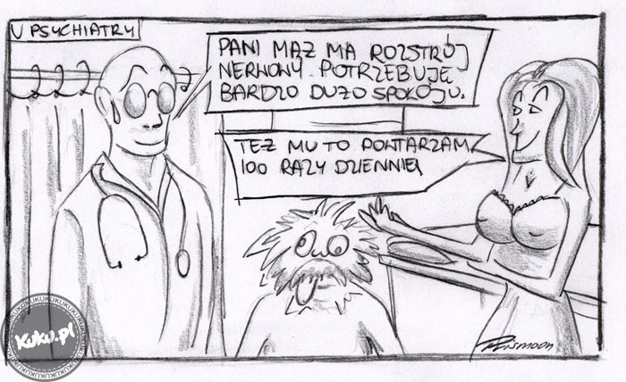 Komiks, dowcip, Żart o MaÅ‚Å¼eÅ„stwo u psychiatry