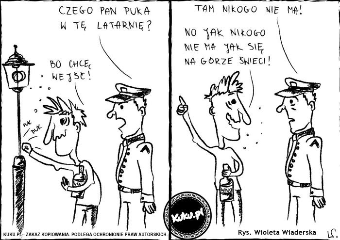 Komiks, dowcip, Żart o Pijak pod latarniÄ…