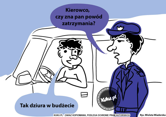 Komiks, dowcip, Żart o Powód zatrzymania