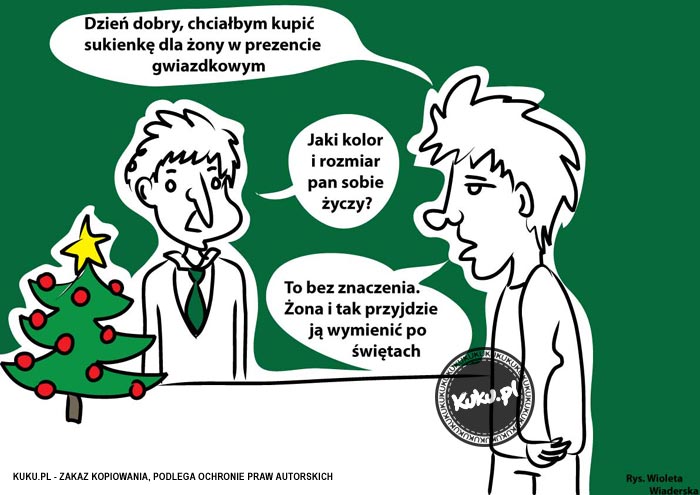 Komiks, dowcip, Żart o Prezent gwiazdkowy dla Å¼ony