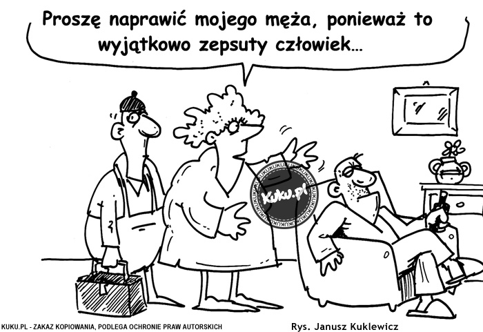 Komiks, dowcip, Żart o ProszÄ™ naprawiÄ‡ mojego mÄ™Å¼a