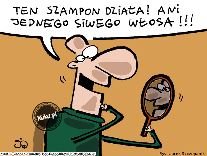 Komiks, dowcip, Żart o Szampon dziaÅ‚a.