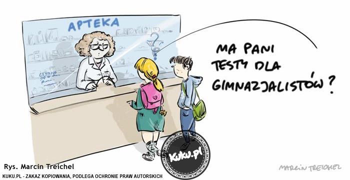 Komiks, dowcip, Żart o Testy dla gimnazjalistow