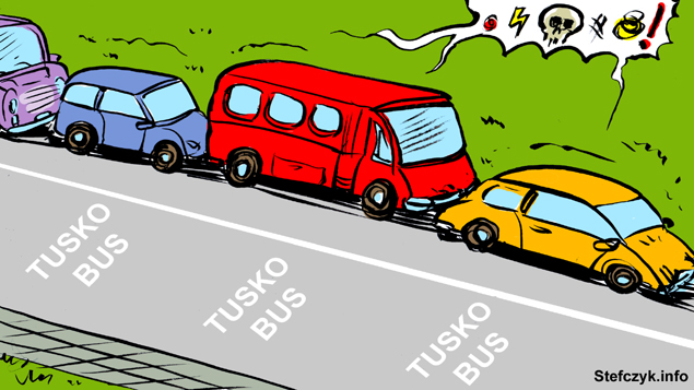 Komiks, dowcip, Żart o Tuskobus pas