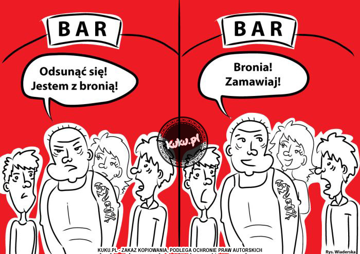 Komiks, dowcip, Żart o W barze z broniÄ…