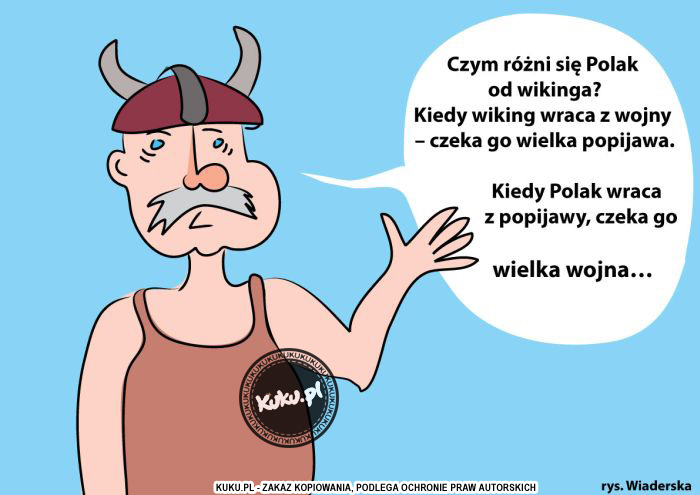 Komiks, dowcip, Żart o Wiking i Polak