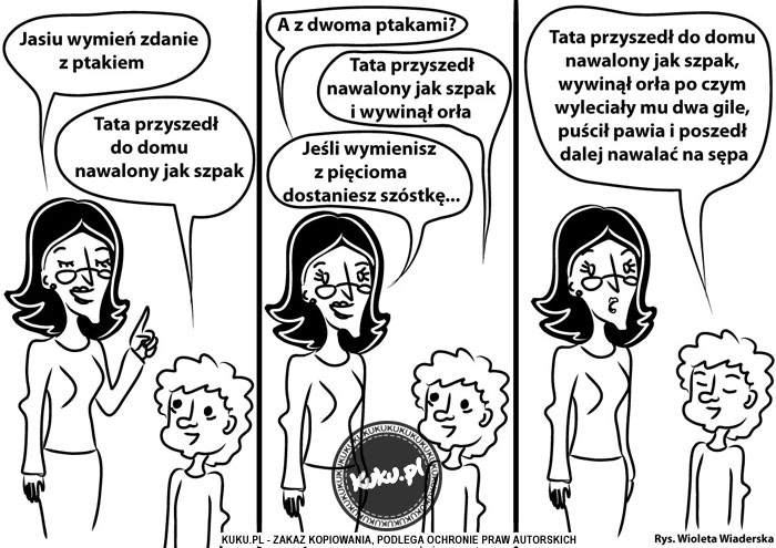 Komiks, dowcip, Żart o Zdanie z ptakami