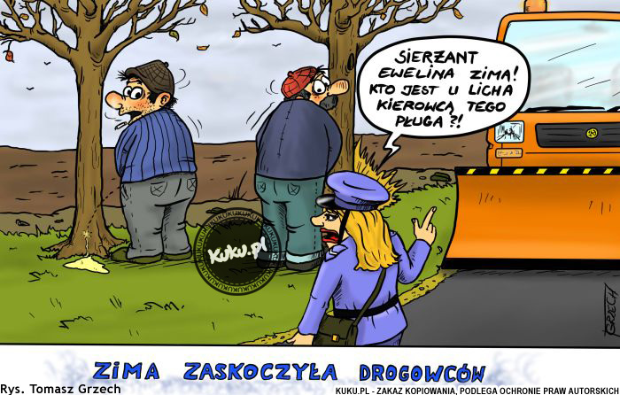 Komiks, dowcip, Żart o Zima zaskoczyÅ‚a kierowcÃ³w.