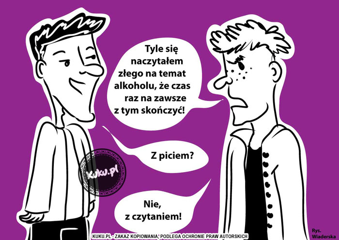 Komiks, dowcip, Żart o Czytanie na temat alkoholu