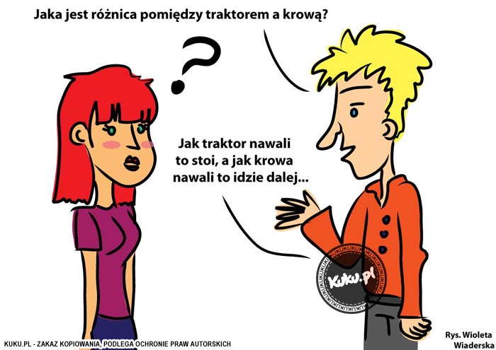 Komiks, dowcip, Żart o RóÅ¼nica miÄ™dzy traktorem i krowÄ…