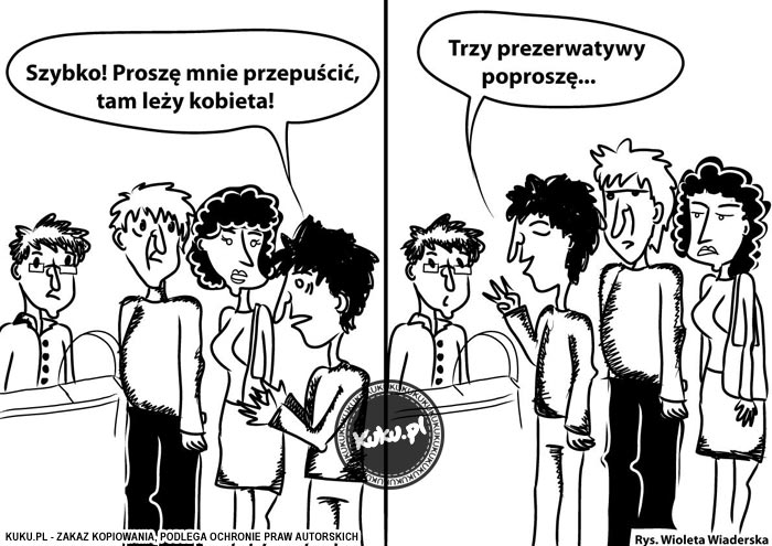 Komiks, dowcip, Żart o Tam leÅ¼y kobieta